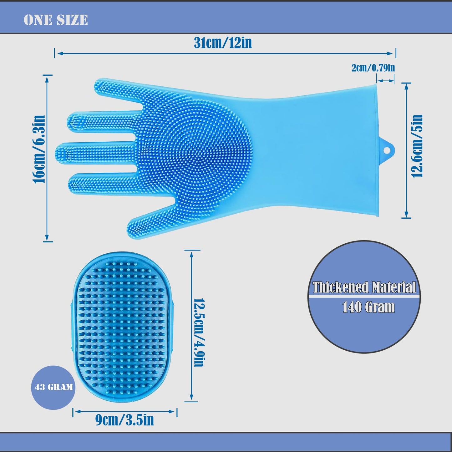 Pet Grooming Gloves-Dog Bath Supplies-pet Supplies-cat Brush-pet Hair Removal Tool -pet Dog Supplies -pet cat Supplies-Efficient Deshedding Glove for Dogs, Cats, Rabbits and Horses - 1 Pack(Blue)