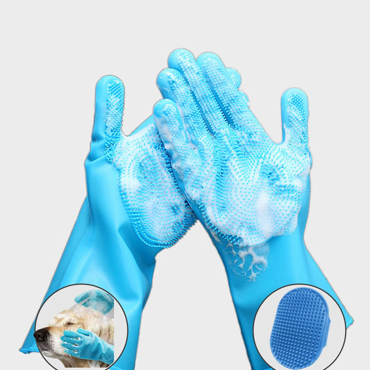 Pet Grooming Gloves-Dog Bath Supplies-pet Supplies-cat Brush-pet Hair Removal Tool -pet Dog Supplies -pet cat Supplies-Efficient Deshedding Glove for Dogs, Cats, Rabbits and Horses - 1 Pack(Blue)