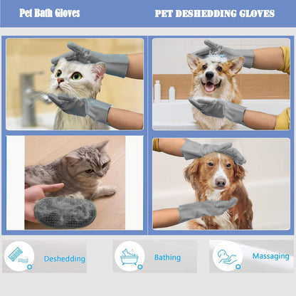 Pet Grooming Gloves-Dog Bath Supplies-pet Supplies-cat Brush-pet Hair Removal Tool -pet Dog Supplies -pet cat Supplies-Efficient Deshedding Glove for Dogs, Cats, Rabbits and Horses - 1 Pack (Gray)