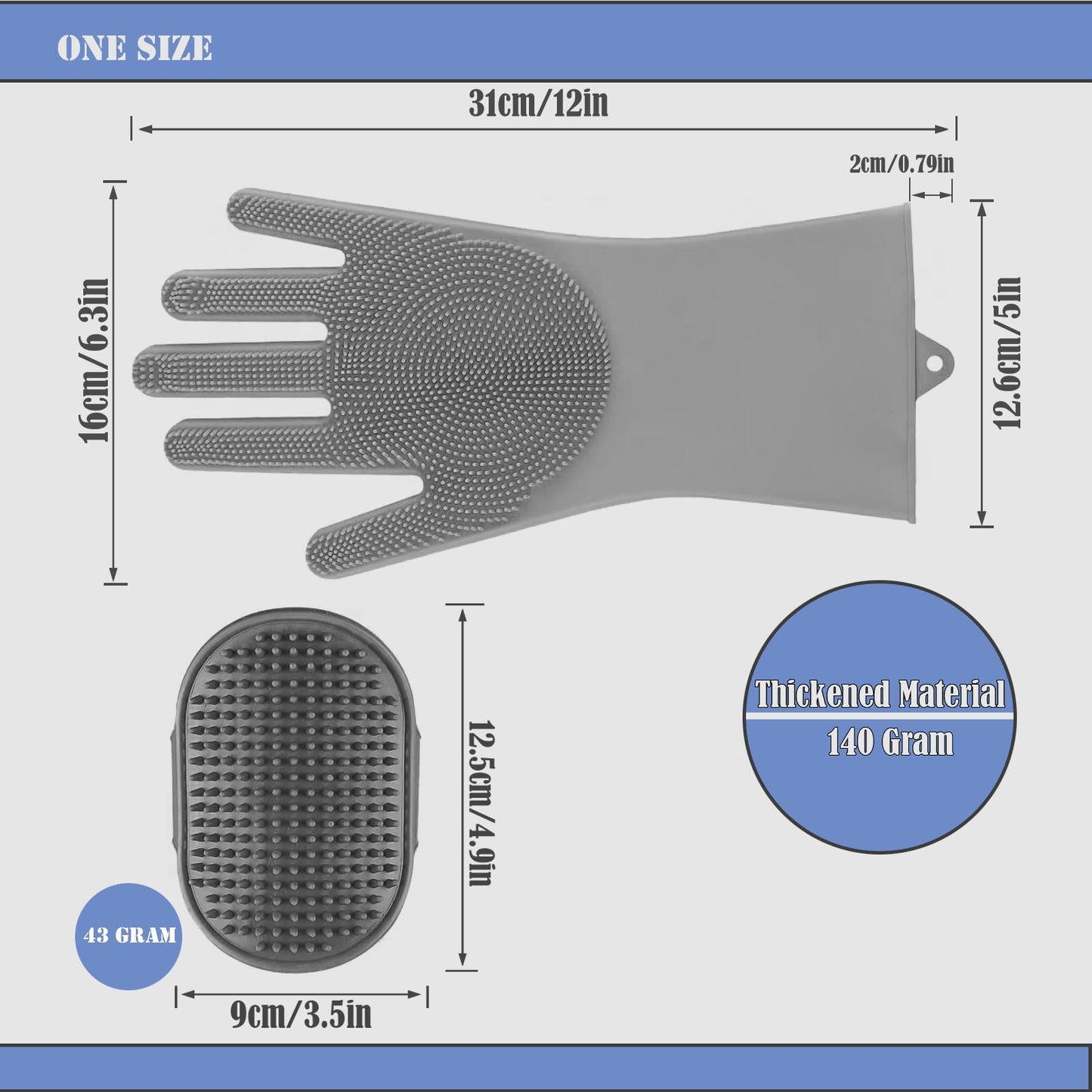 Pet Grooming Gloves-Dog Bath Supplies-pet Supplies-cat Brush-pet Hair Removal Tool -pet Dog Supplies -pet cat Supplies-Efficient Deshedding Glove for Dogs, Cats, Rabbits and Horses - 1 Pack (Gray)