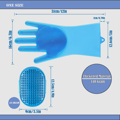 Pet Grooming Gloves-Dog Bath Supplies-pet Supplies-cat Brush-pet Hair Removal Tool -pet Dog Supplies -pet cat Supplies-Efficient Deshedding Glove for Dogs, Cats, Rabbits and Horses - 1 Pack(Blue)