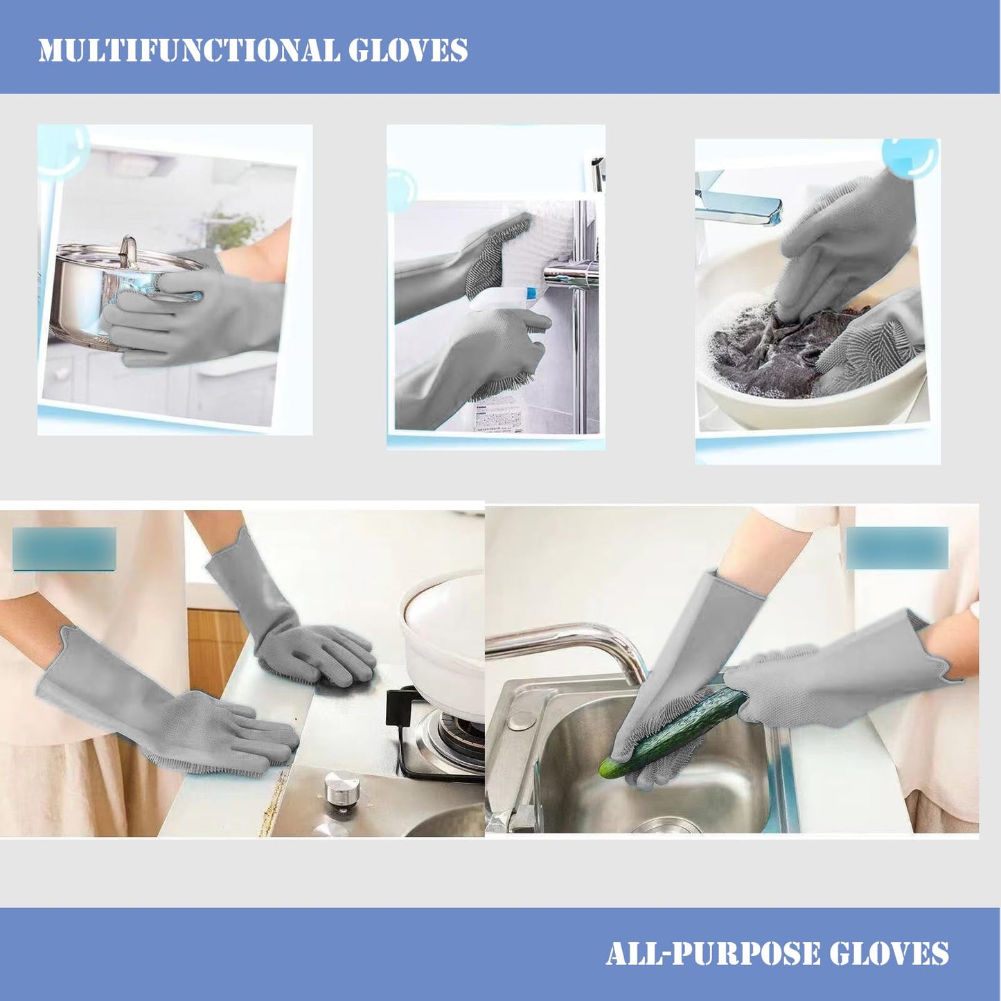 Pet Grooming Gloves-Dog Bath Supplies-pet Supplies-cat Brush-pet Hair Removal Tool -pet Dog Supplies -pet cat Supplies-Efficient Deshedding Glove for Dogs, Cats, Rabbits and Horses - 1 Pack (Gray)