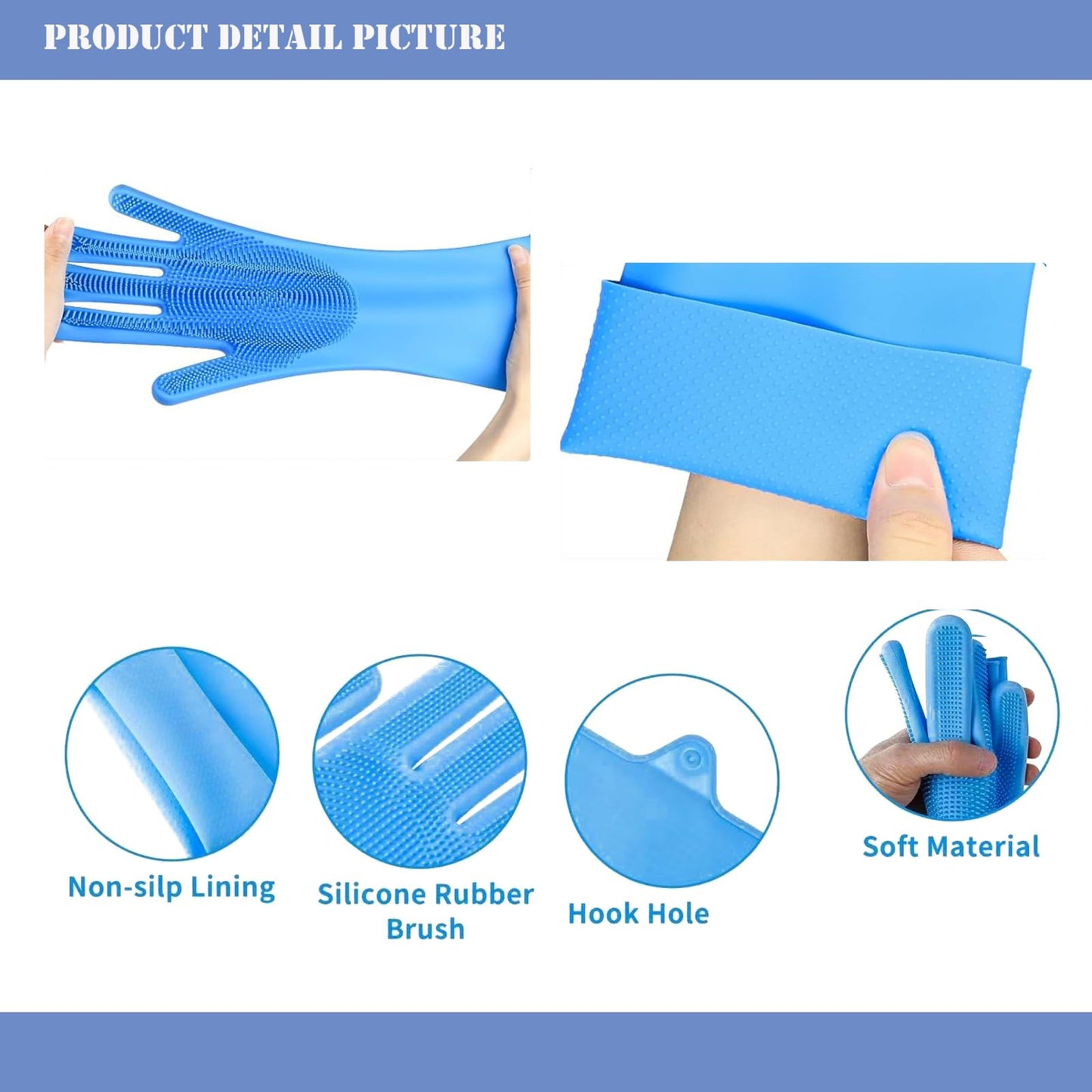 Pet Grooming Gloves-Dog Bath Supplies-pet Supplies-cat Brush-pet Hair Removal Tool -pet Dog Supplies -pet cat Supplies-Efficient Deshedding Glove for Dogs, Cats, Rabbits and Horses - 1 Pack(Blue)